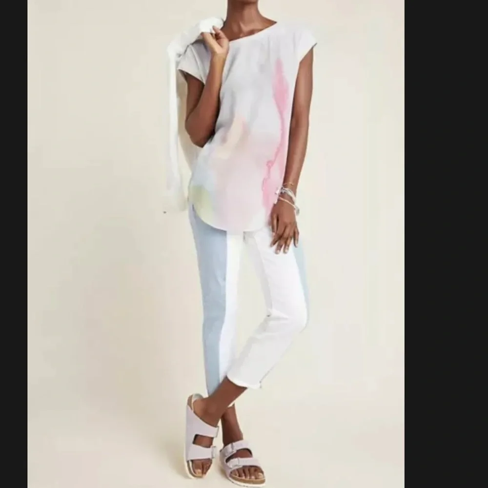 Anthropologie Blouse Tie Dye Tuscany Boatneck Gray Sleeveless Tunic Womens S - Picture 12 of 12